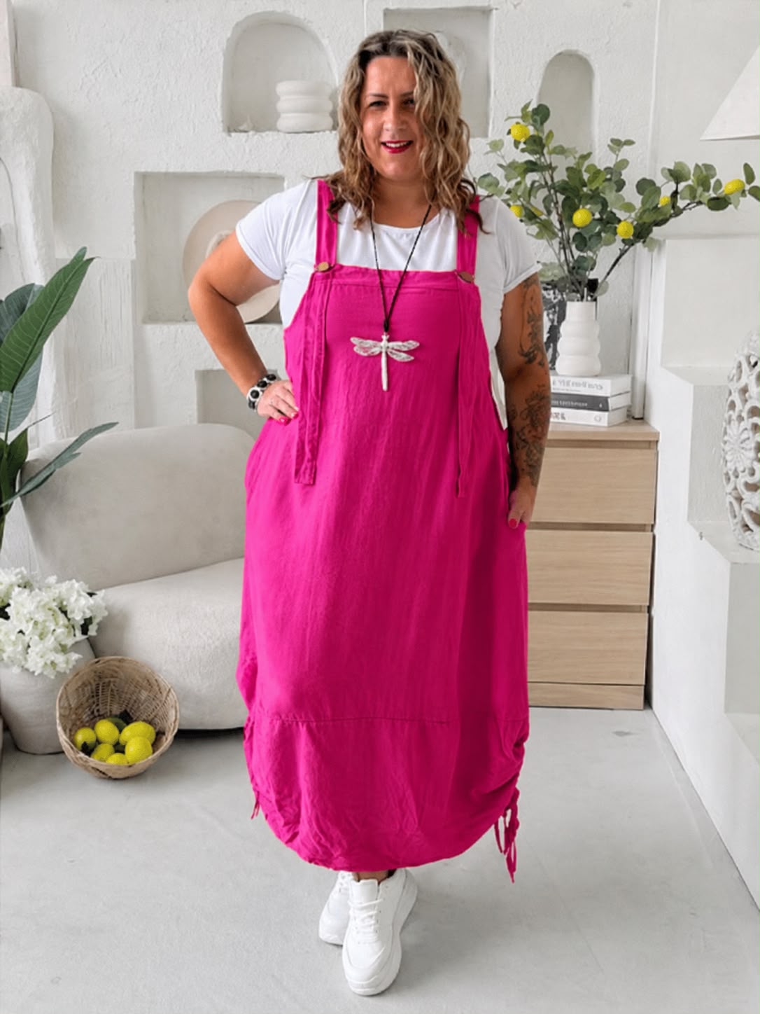 Laclové šaty Summer Myself z tenčího materiálu do 4XL - fuchsiové