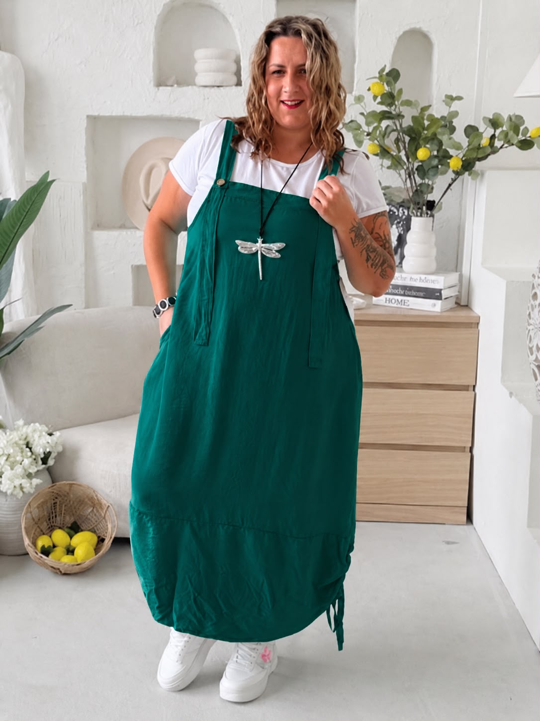 Laclové šaty Summer Myself z tenčího materiálu do 4XL - smaragdové