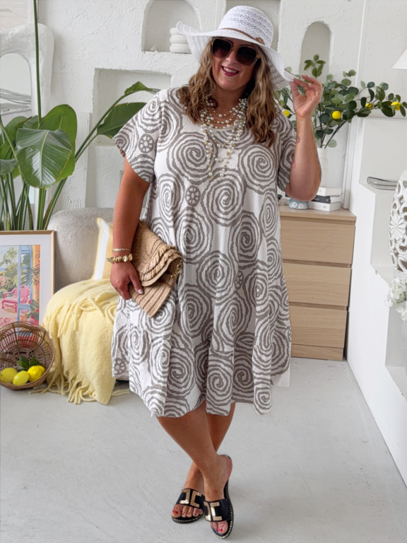 Áčkové šaty Sneky do 4XL - béžové