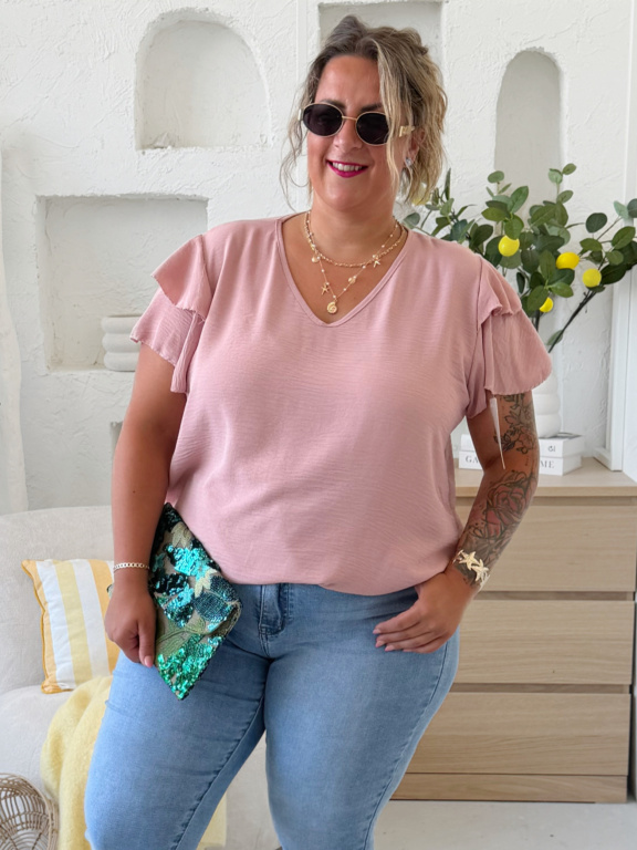 Halenkové tričko Modish do 3XL starorůžové