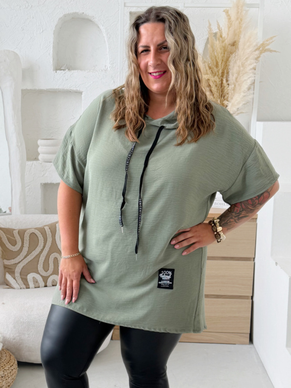 Halenka Sporty z nemačkavého materiálu - khaki