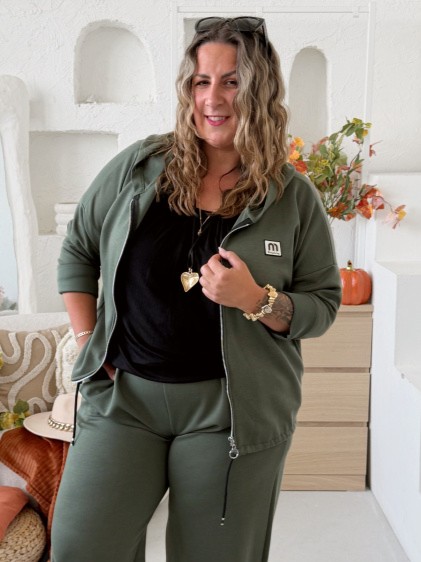 Máselková mikina Jefry do 4XL - khaki