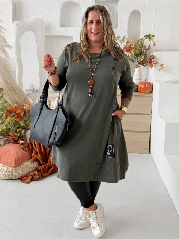 Manšestrové šaty Lejla do 4XL - khaki