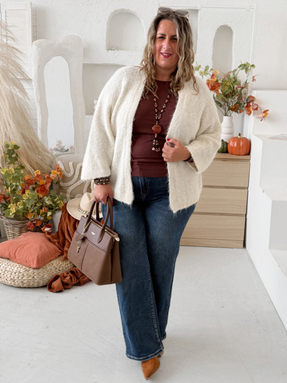 Cardigan Fly do 3XL - krémový