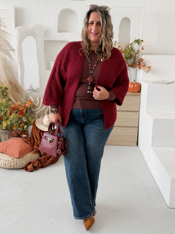 Cardigan Fly do 3XL - vínový
