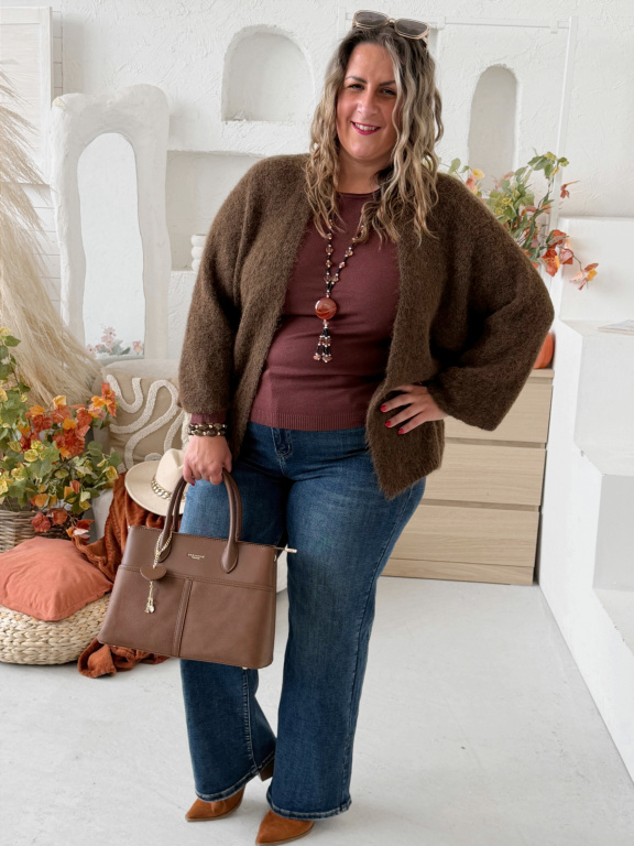 Cardigan Fly do 3XL - čokoládový