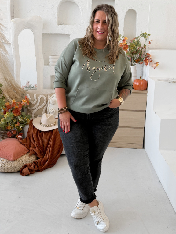Máselková mikina Magical do 4XL - khaki