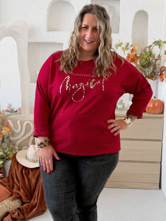 Máselková mikina Magical do 4XL - vínová