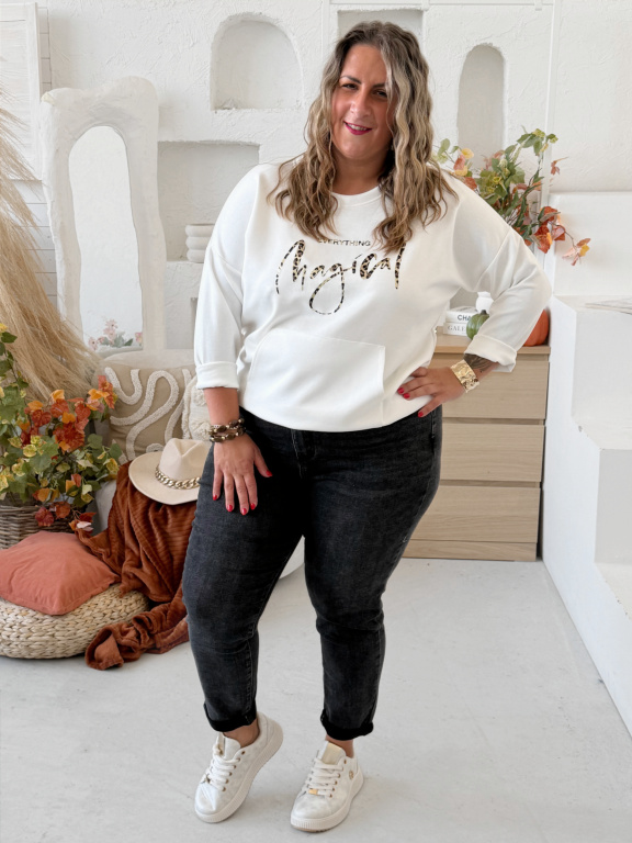 Máselková mikina Magical do 4XL - bílá