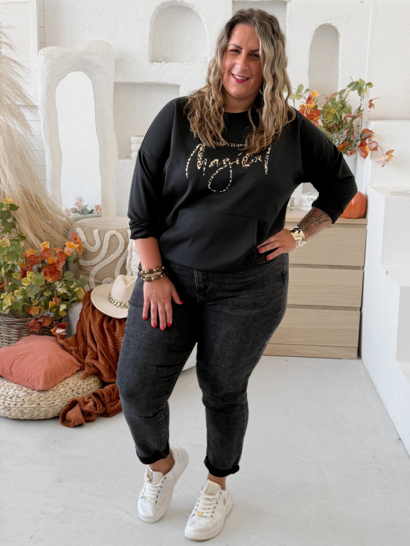 Máselková mikina Magical do 4XL - černá