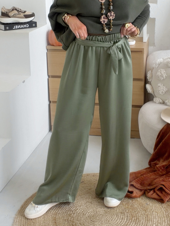 Kalhoty v pase na gumu Satteny od S do 2XL - khaki