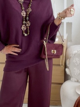 Mini crossbody/psaníčko broušená kůže - fialová
