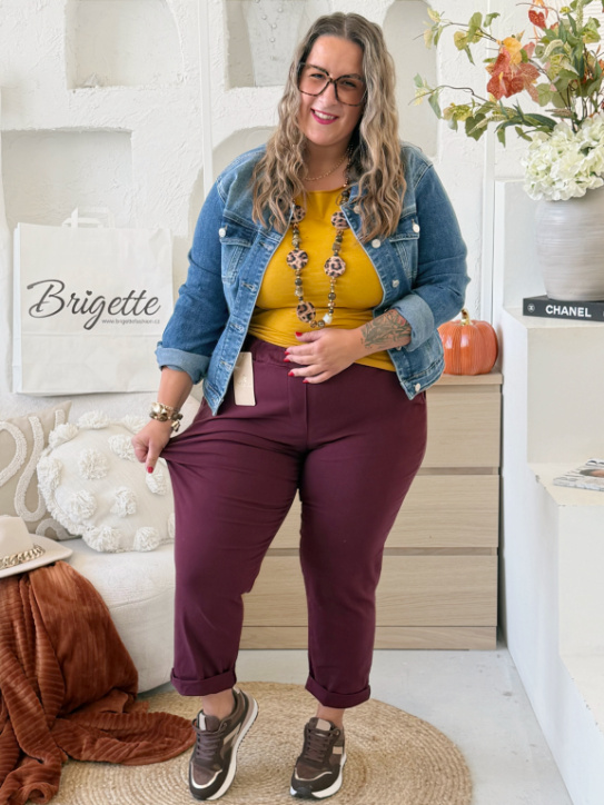 Elastické kalhoty Hope do 4XL - bordo