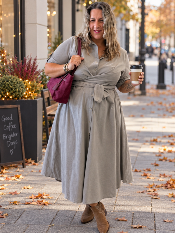 Zavinovací áčkové šaty Manšestr Susan do 3XL - fango