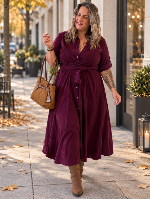 Zavinovací áčkové šaty Manšestr Susan do 3XL - bordó