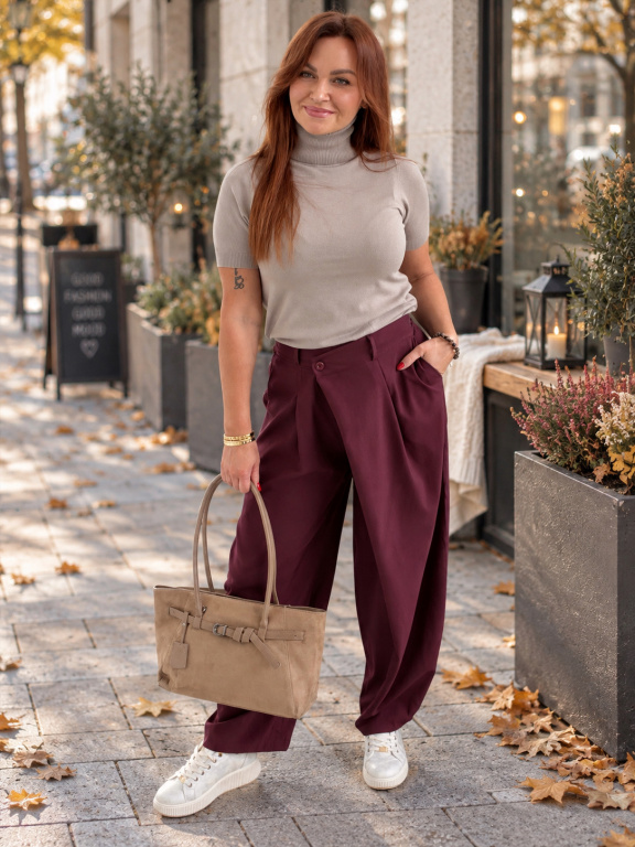 Elegantní kalhoty Bjorn do 2XL - bordo
