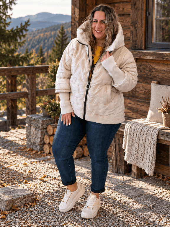Přechodová bunda Trendy do 3XL - béžová