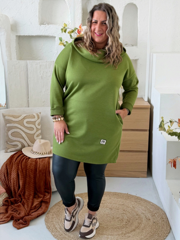 Máselkové tunikové šaty Edison do 3XL - oliva