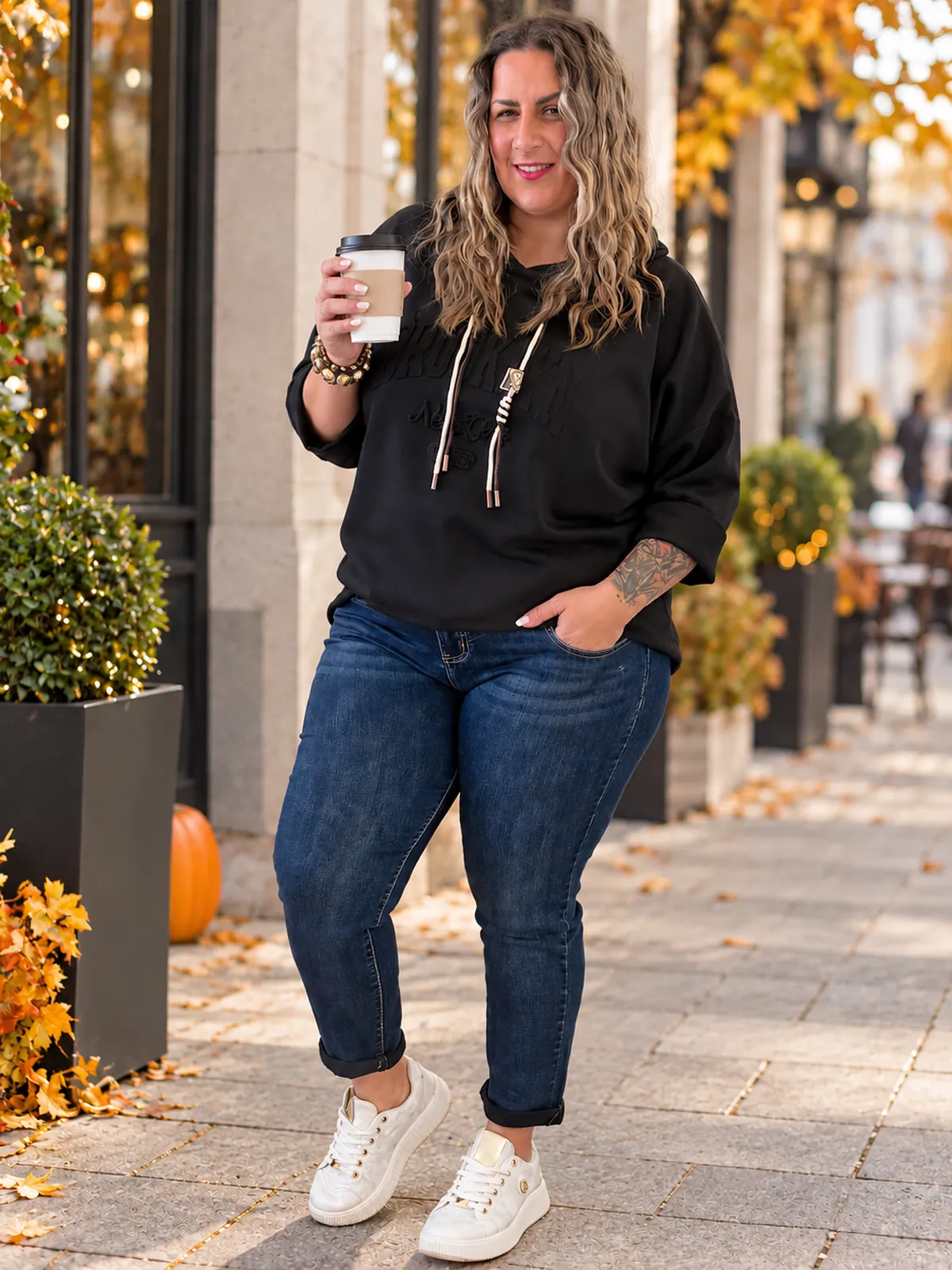 Mikina Brooklyn máselko do 3XL - černá