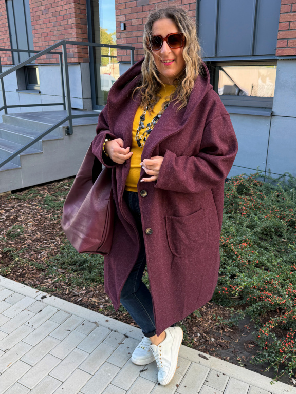 Oversize kabát Margot do 5XL - bordo