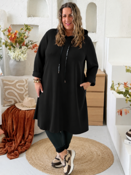 Máslové áčkové šaty Gabi do 4XL - černé