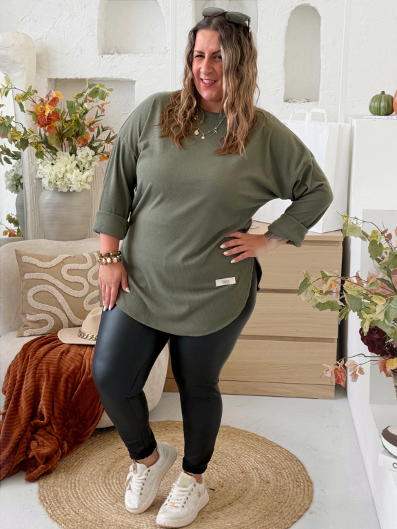 Hřejivé měkoučké tričko Dita do 3XL - khaki
