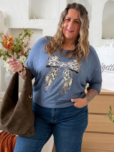 Svetřík Mašle do 3XL - denim