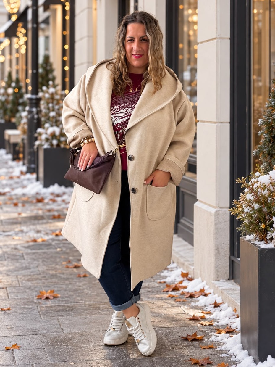 Oversize kabát Margot do 5XL - krémový