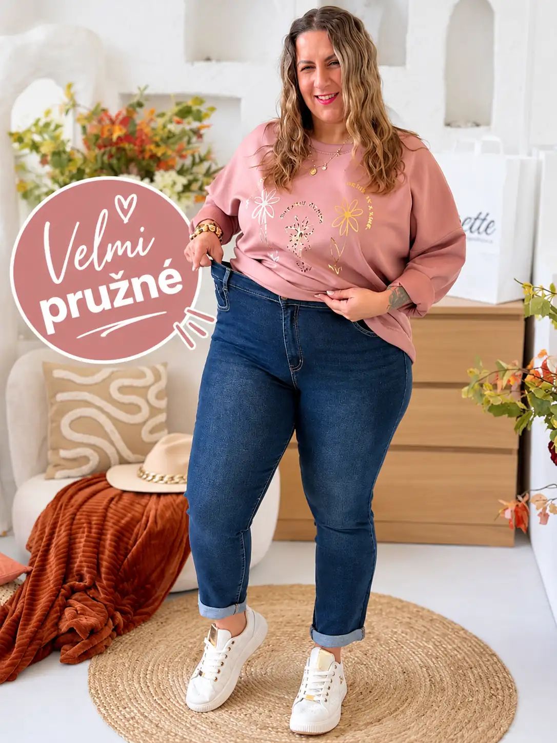Elastické džíny Mom fit Lisa do 4XL