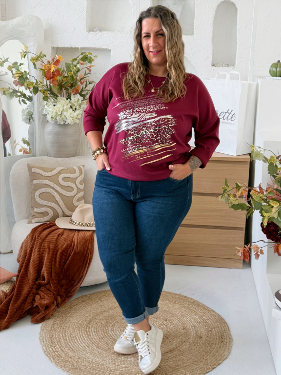 Mikina CikCak do 3XL - vínová