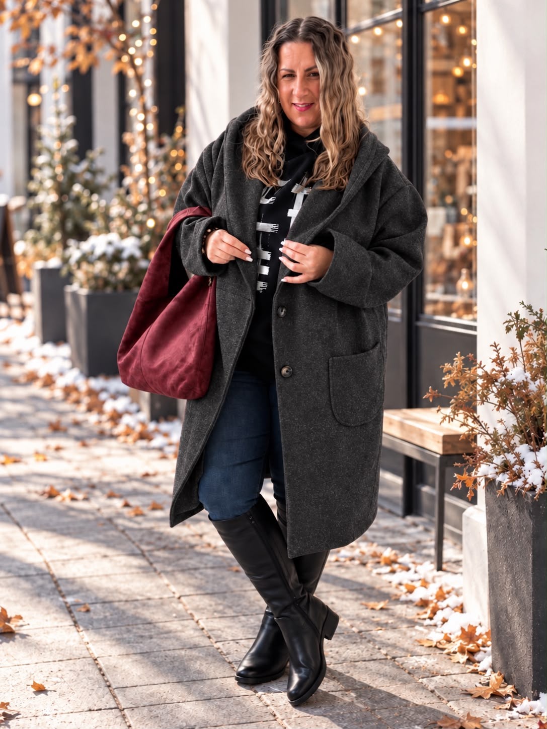 Oversize kabát Margot do 5XL - tmavá šedá