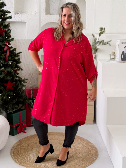 Košile PARTY QUEEN do 4XL - červená