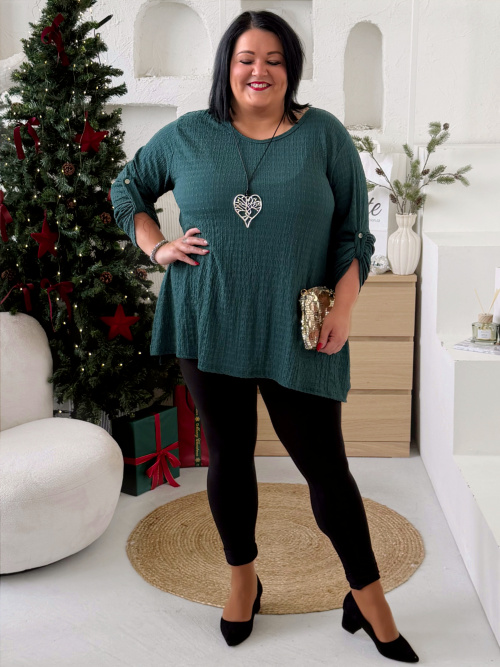 Mačkaná halenka Comfy do 4XL - smaragdová