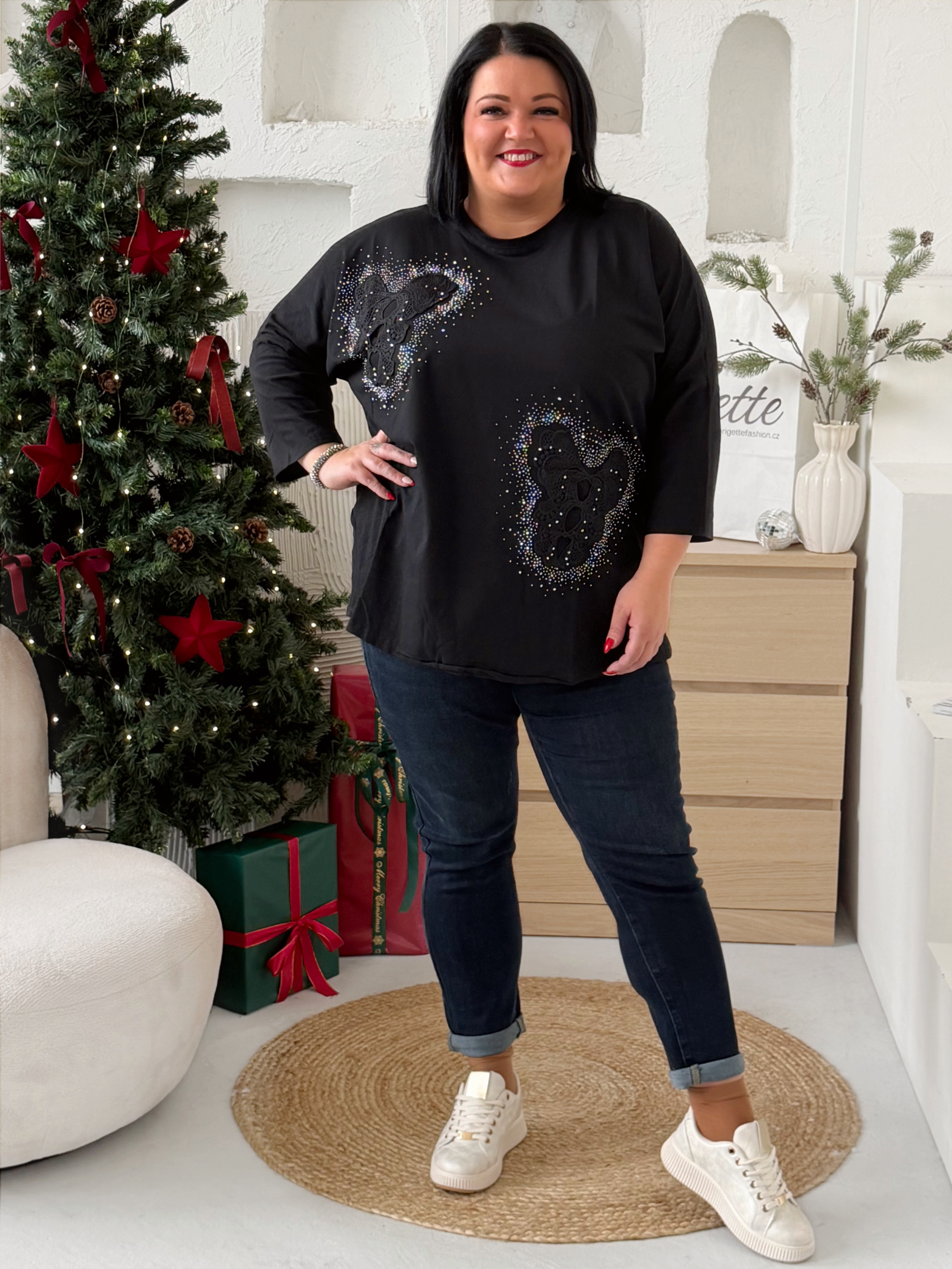 Oversize tričko Motýlci Ellie do 4XL - černé