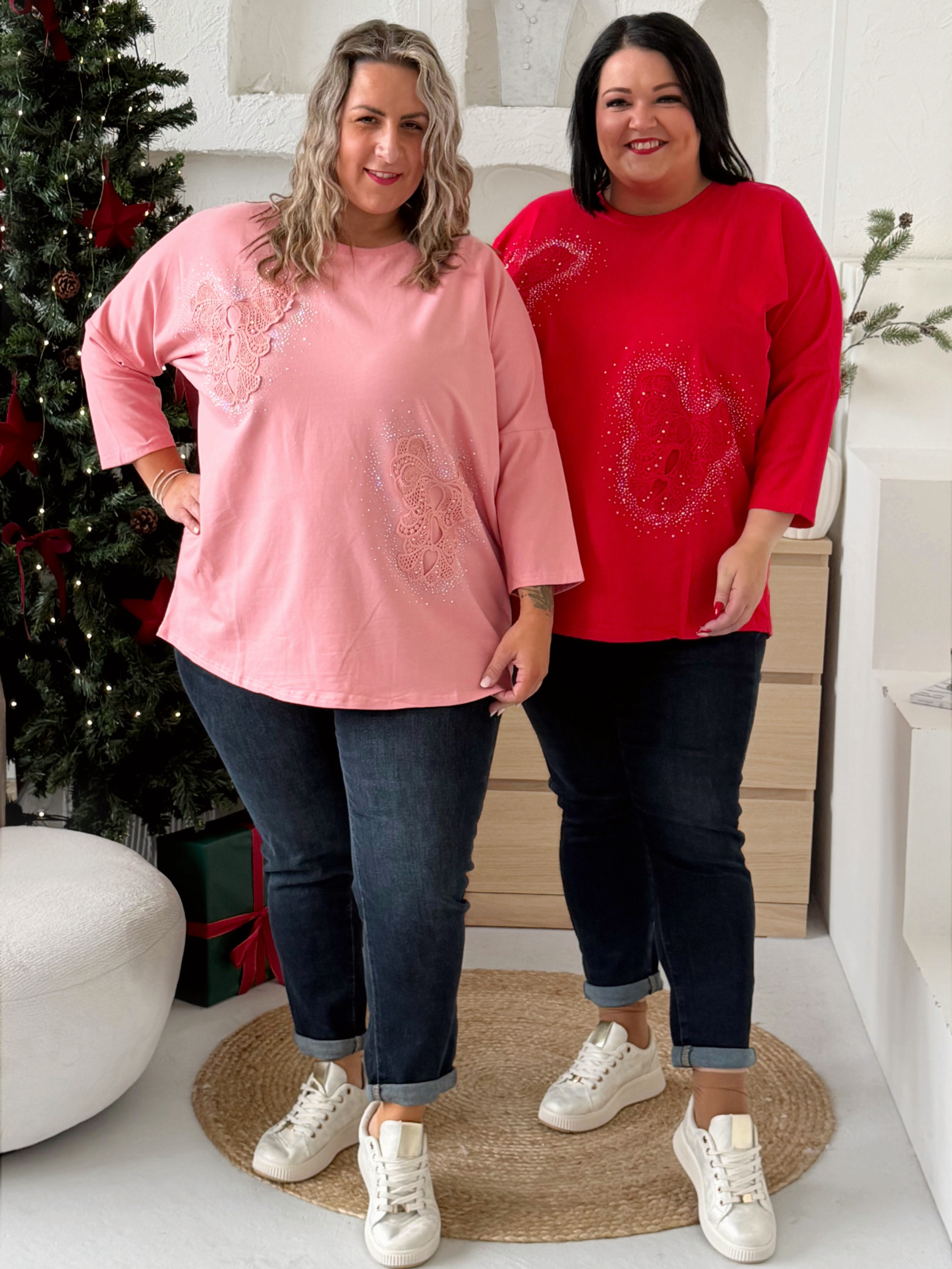 Oversize tričko Motýlci Ellie do 4XL - růžové