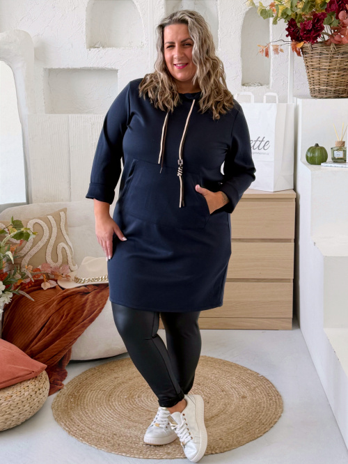 Máselkové tunikové šaty Doris do 3XL - tmavě modré