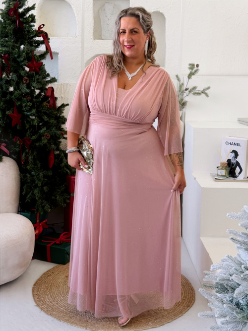Plesové společenské šaty Isabell do 4XL - pudrové