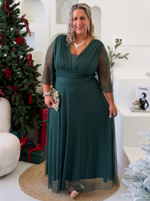 Plesové společenské šaty Isabell do 4XL - smaragdové