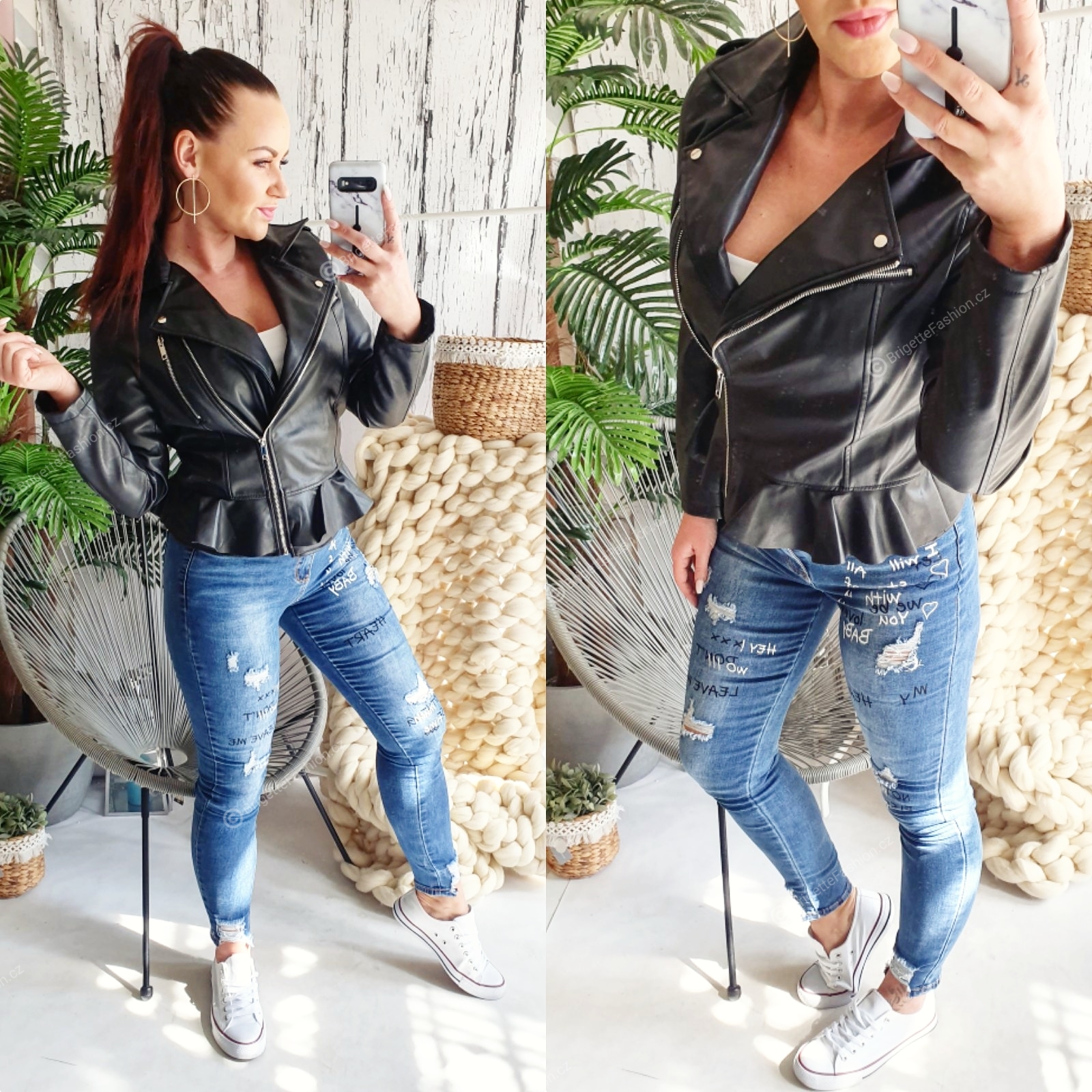 Koženková bunda Biker Madame s podšívkou
