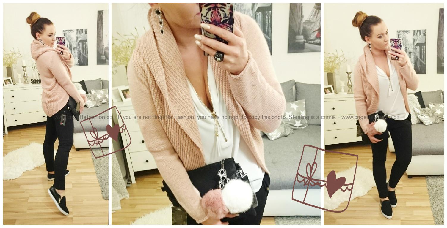 Stylový cardigan Italy - pletený s kapucou