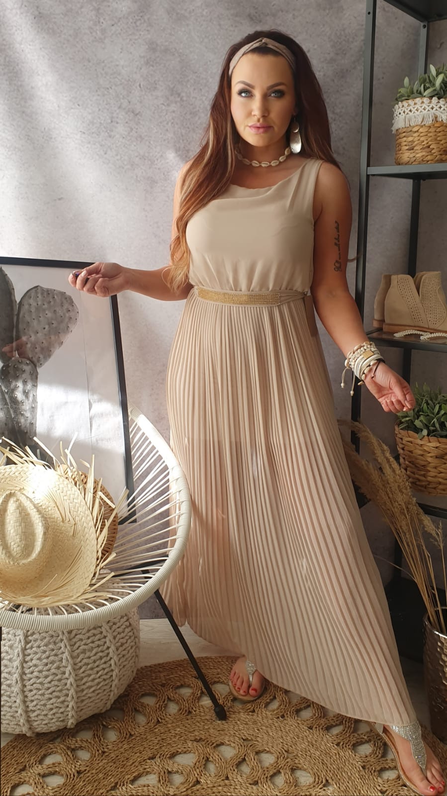 Dlouhé šaty Chloe - béžové 