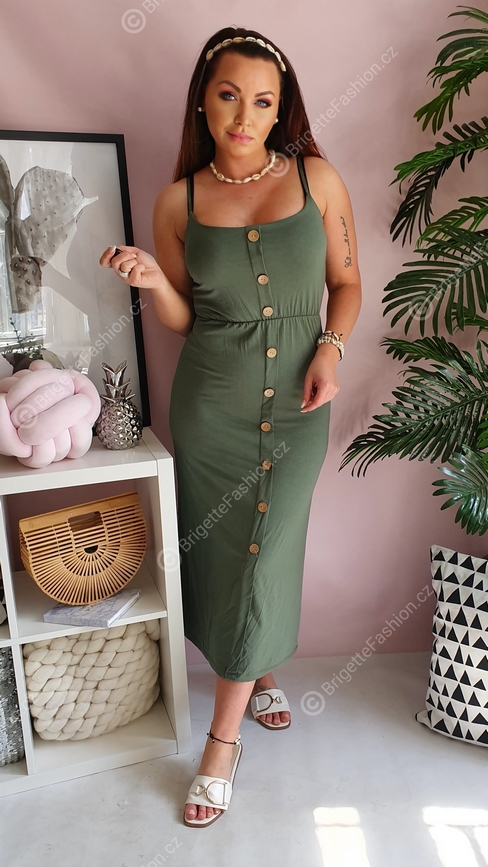 Šaty s knoflíky - khaki