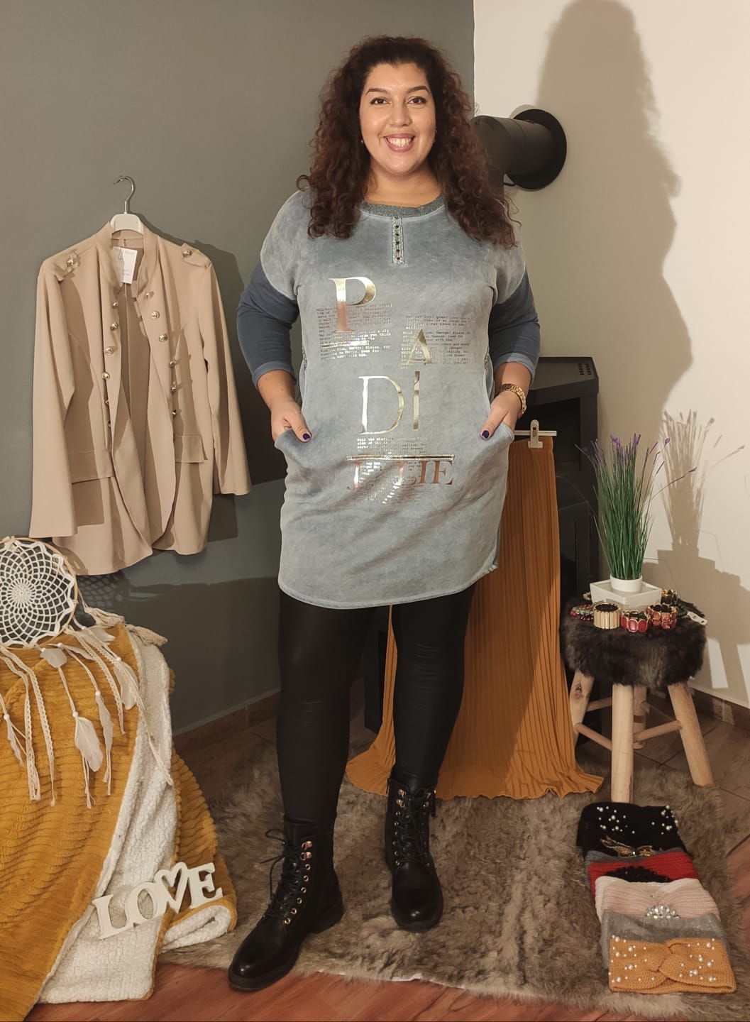 Tunikové šaty Hayley - šedé 