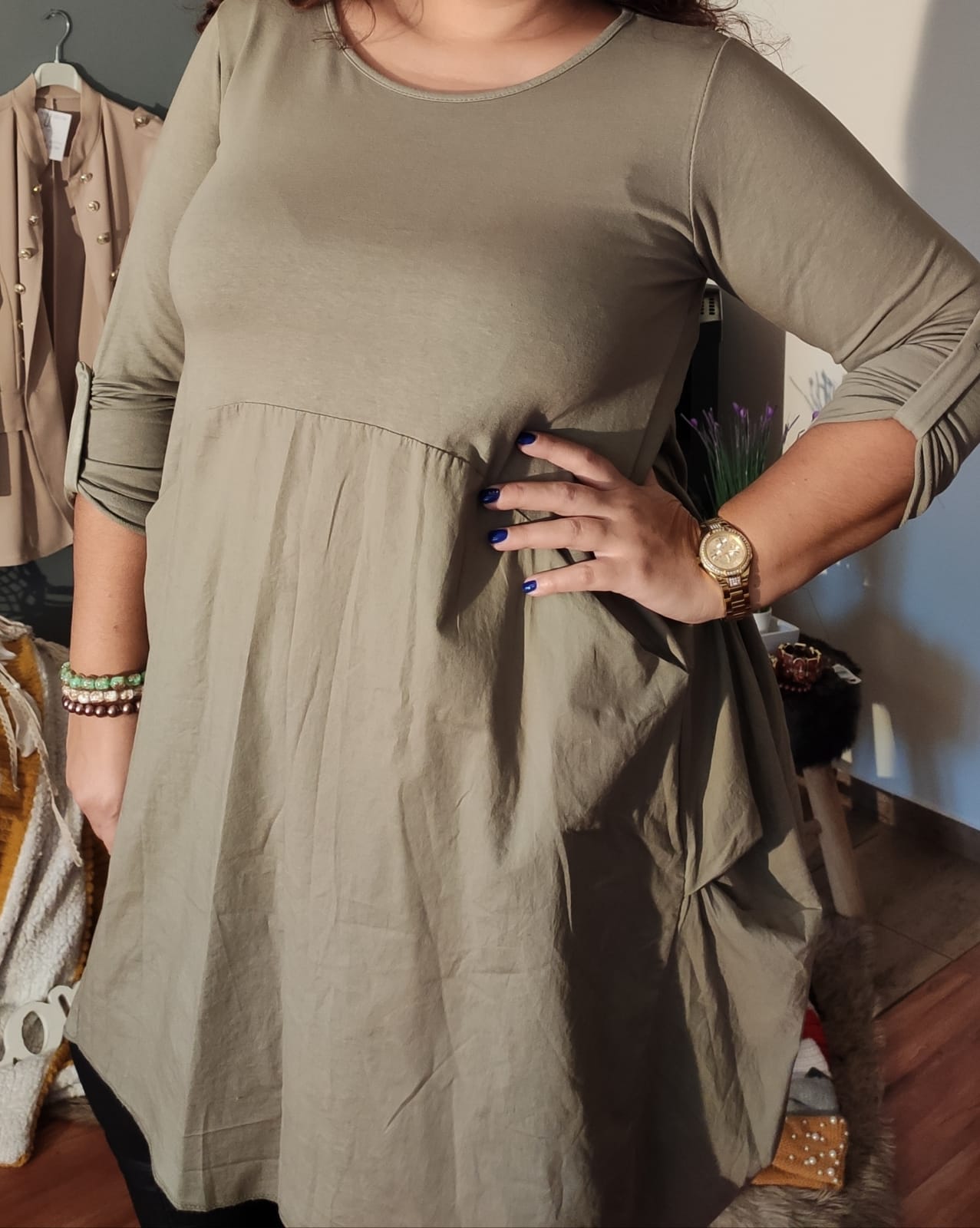 Tunikové šaty Timotha - khaki