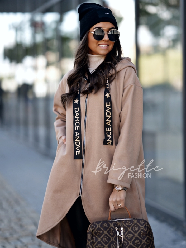 Oversize kabát Gold Font camel
