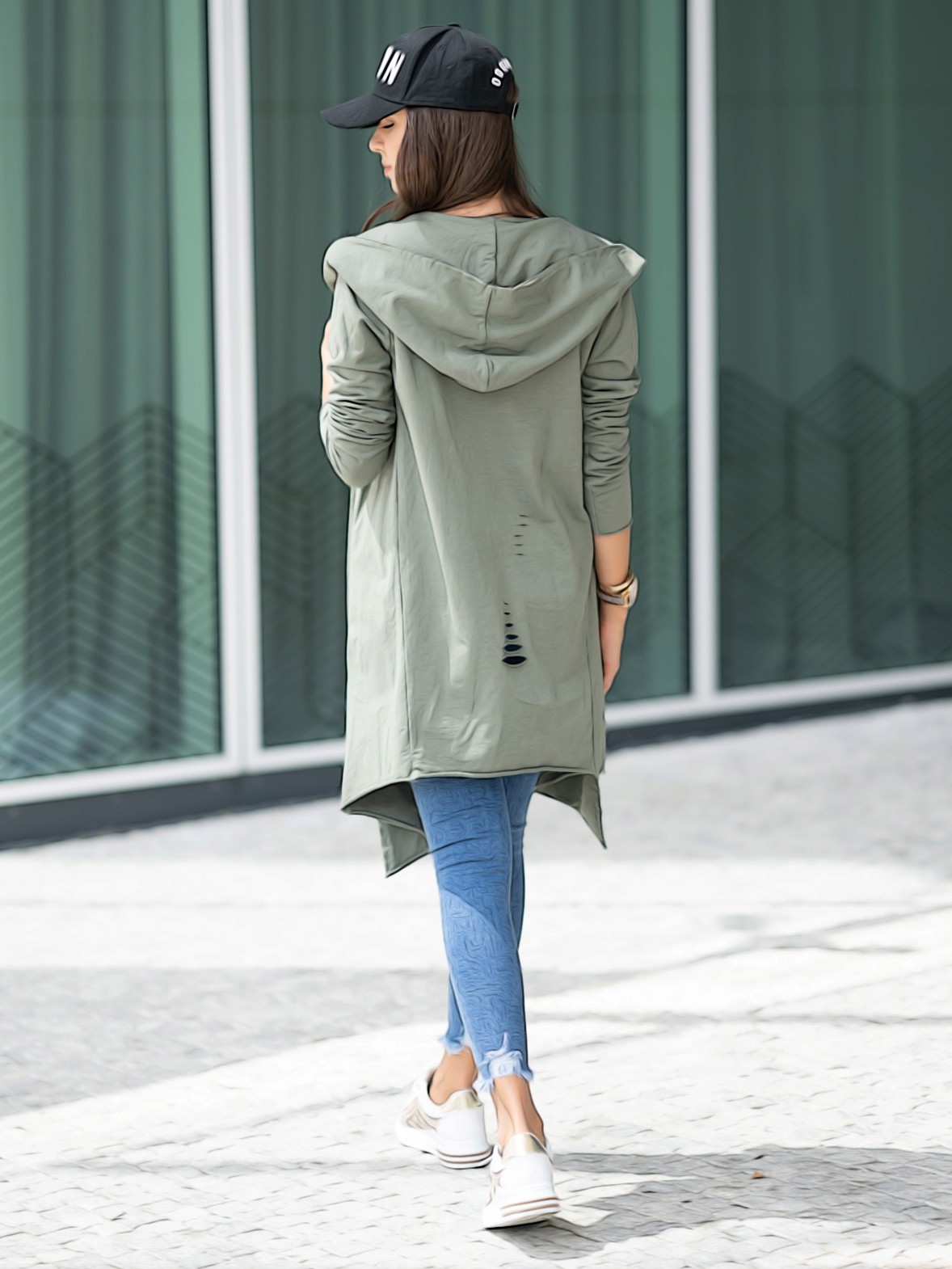 Bavlněný cardigan Strongy khaki