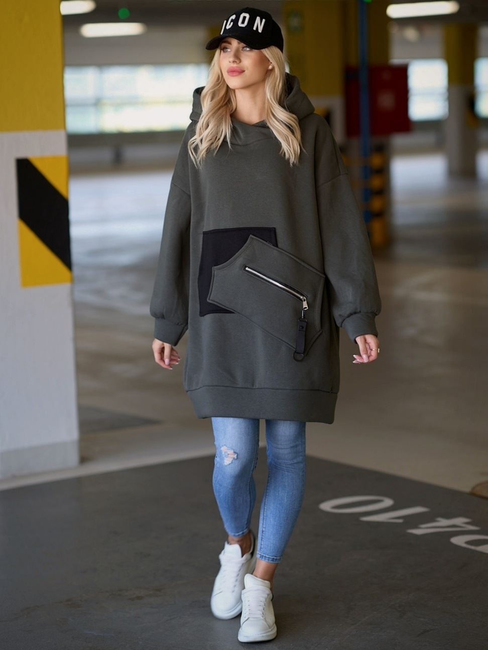 Vyteplená mikina Jenny khaki