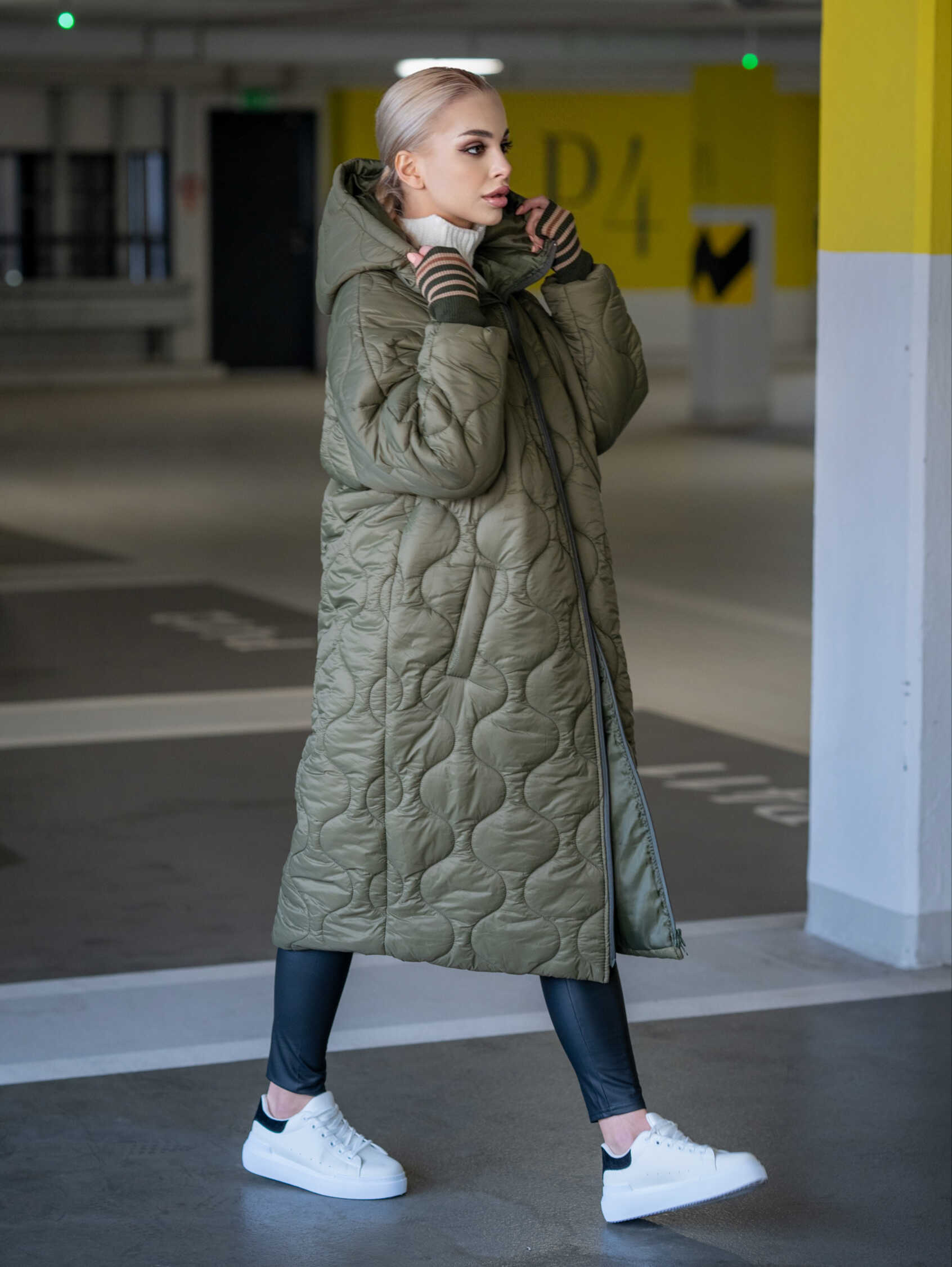 Prošívaná bunda Genime Stripes khaki