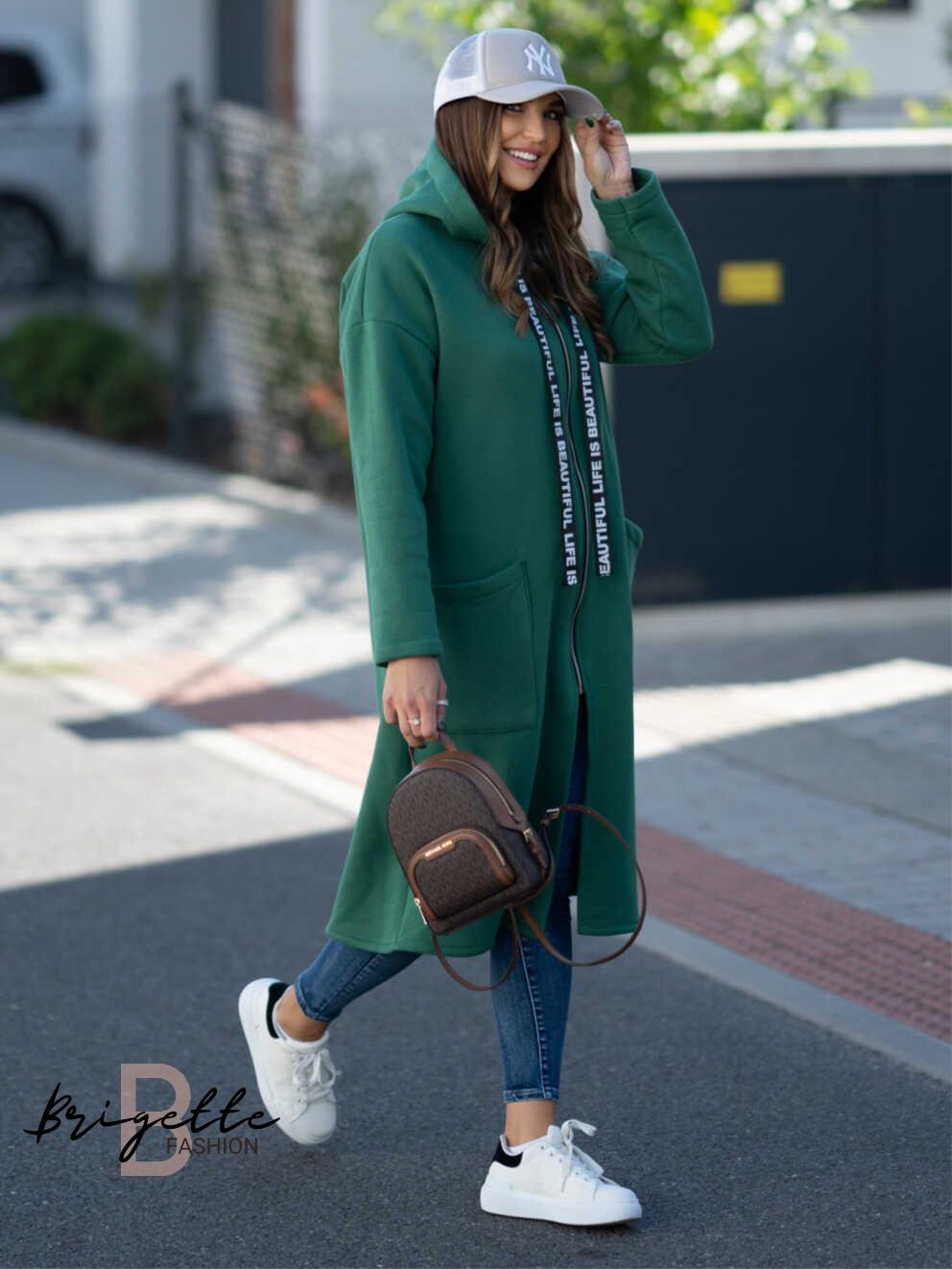 Oversize mikina Life is Beautiful zelená