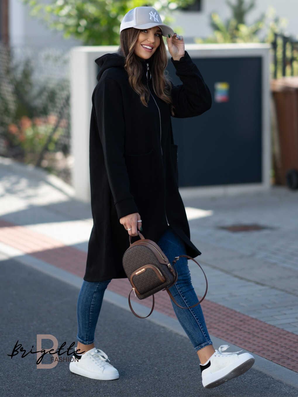Oversize mikina na zip černá